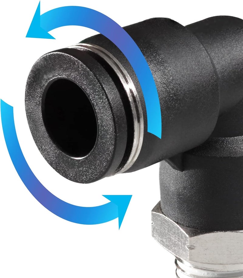 MSAEIQUN 1/2 Air hose fittings, Air fittings Male Elbow 1/2 Inch Tube OD x 1/2 NPT Thread Push to Connect Fitting, PL-1/2-N4 (Pack of 2) (1/2-1/2) - Image 5